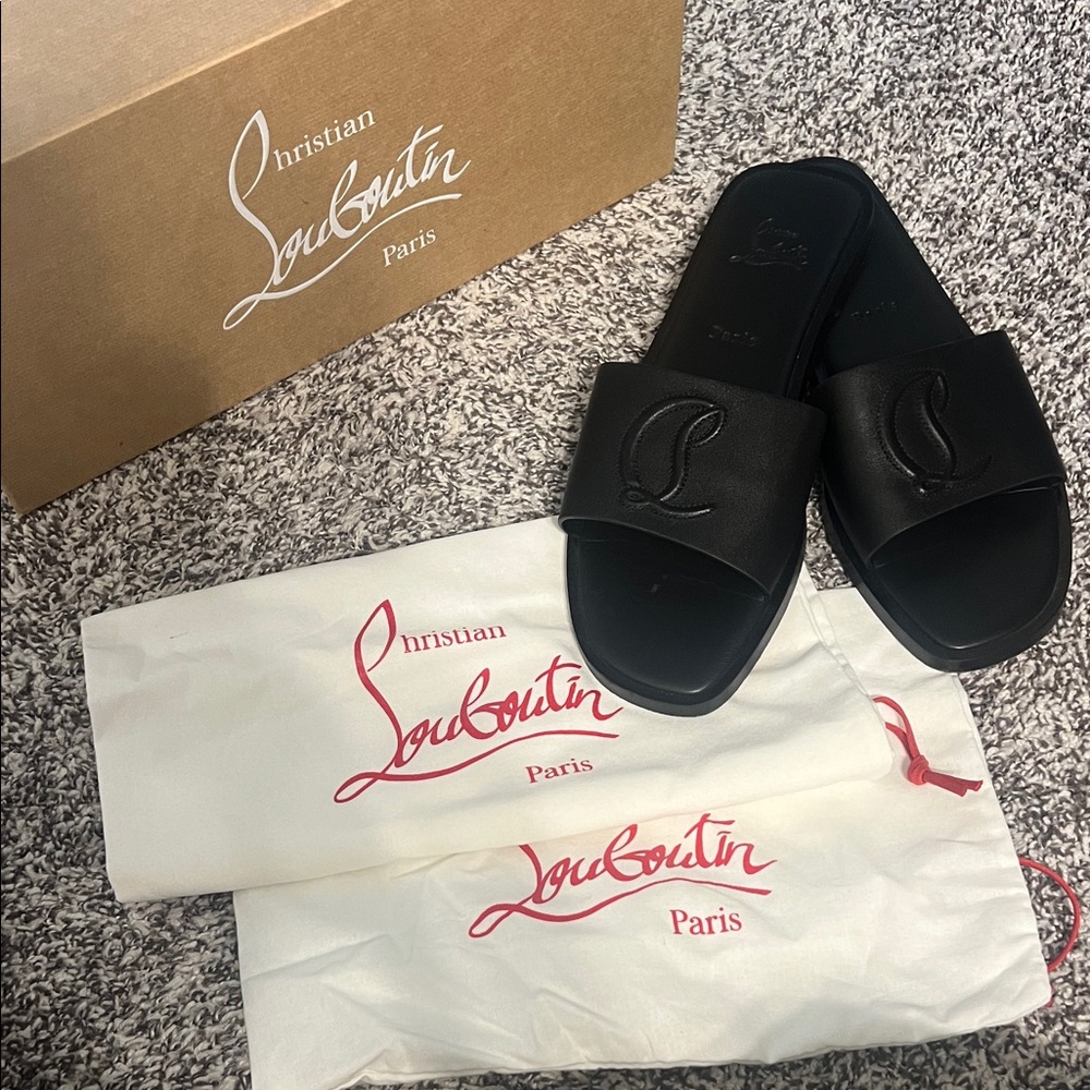 Christian Louboutin Black Leather Sandals